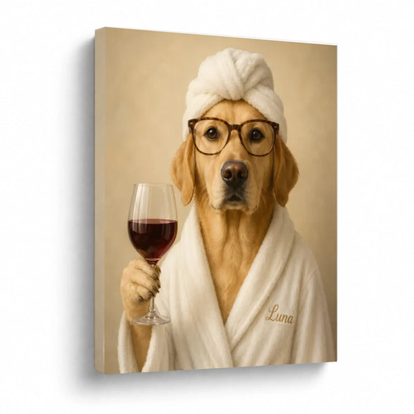 Custom Pet Bathroom Portrait – Personalized Dog & Cat Wall Art - Wine Edition