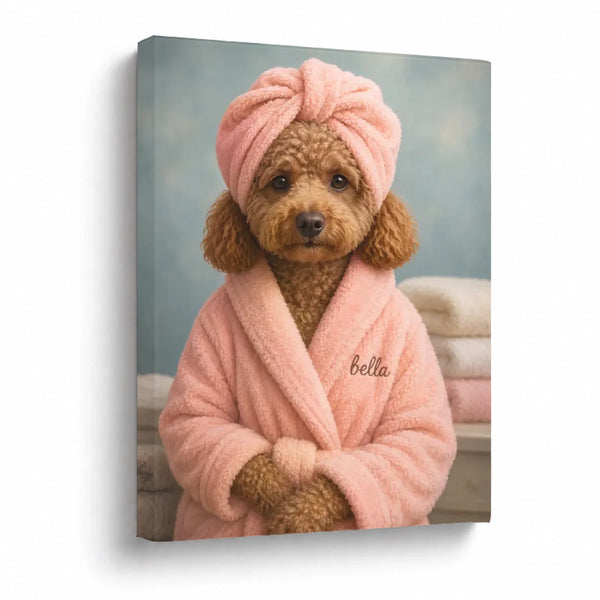 Cozy Pink Robe - Custom Pet Portrait