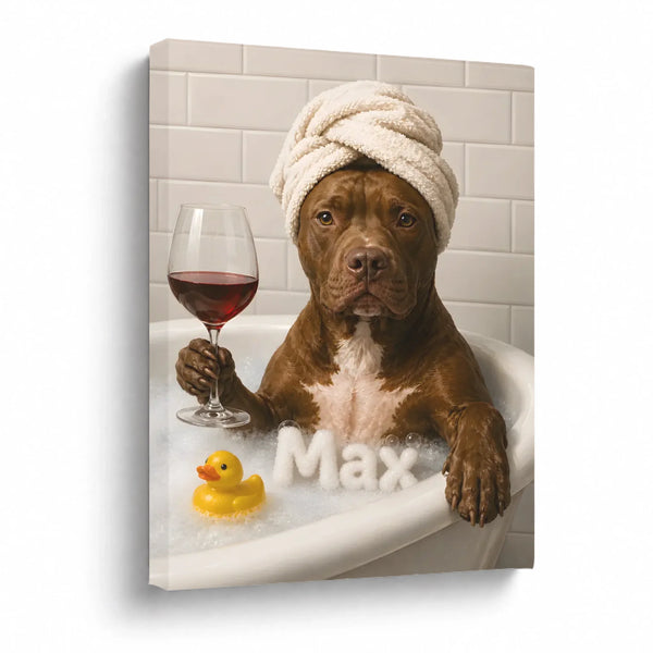 Wine & Bath - Custom Pet Portrait