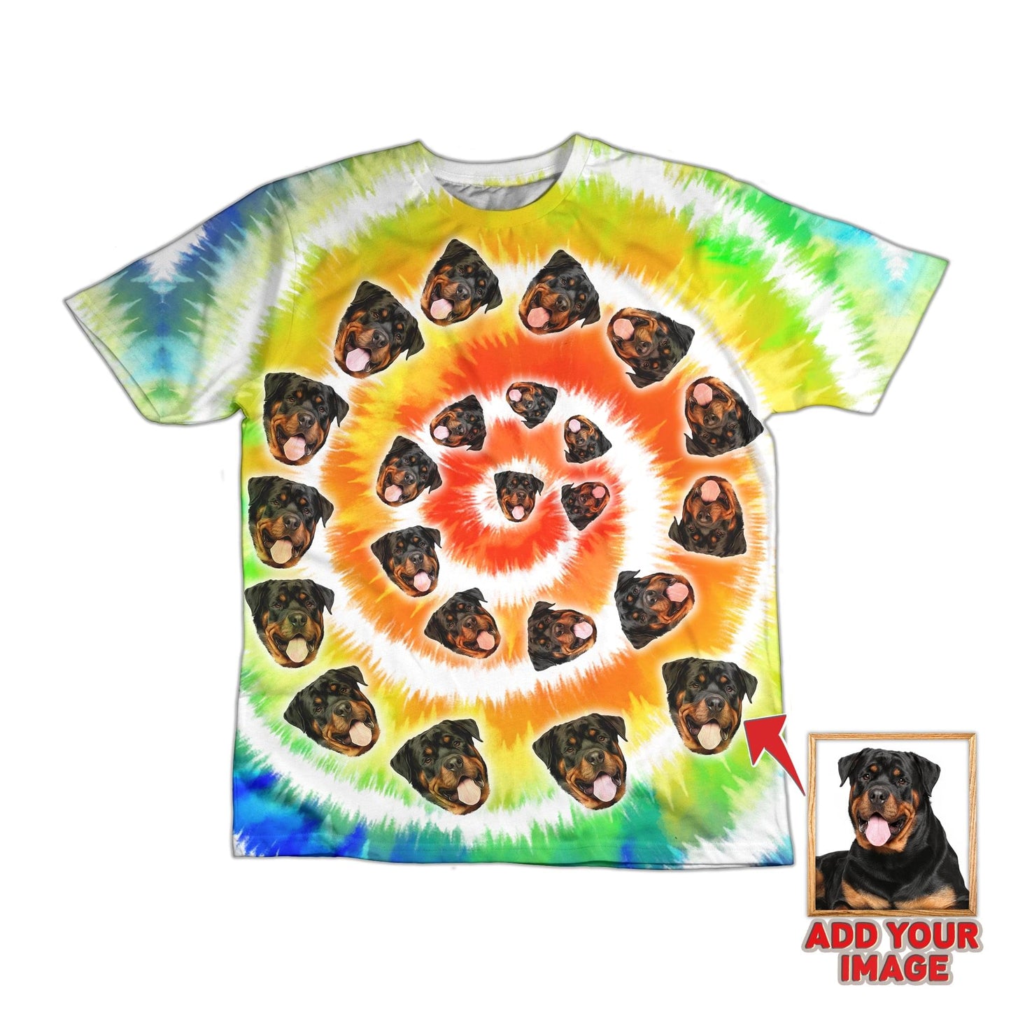 All Over Print Tie Dye Rainbow Spiral Custom Pet T-shirt