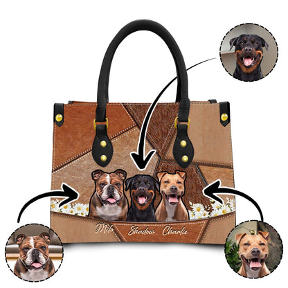 Custom Leather HandBag With Pet Photo | Gift For Pet Mom | Combination of Different Style Russet Color