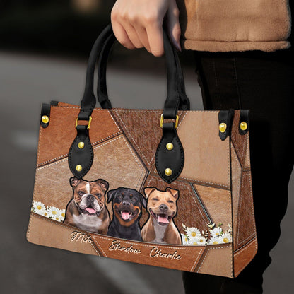 Custom Leather HandBag With Pet Photo | Gift For Pet Mom | Combination of Different Style Russet Color