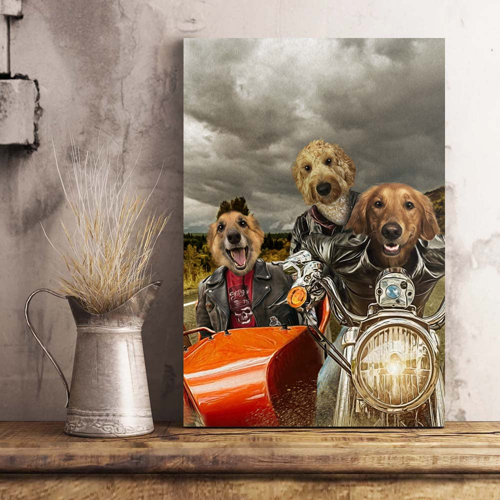 The Three Biker Custom Pet Portrait - Noble Pawtrait