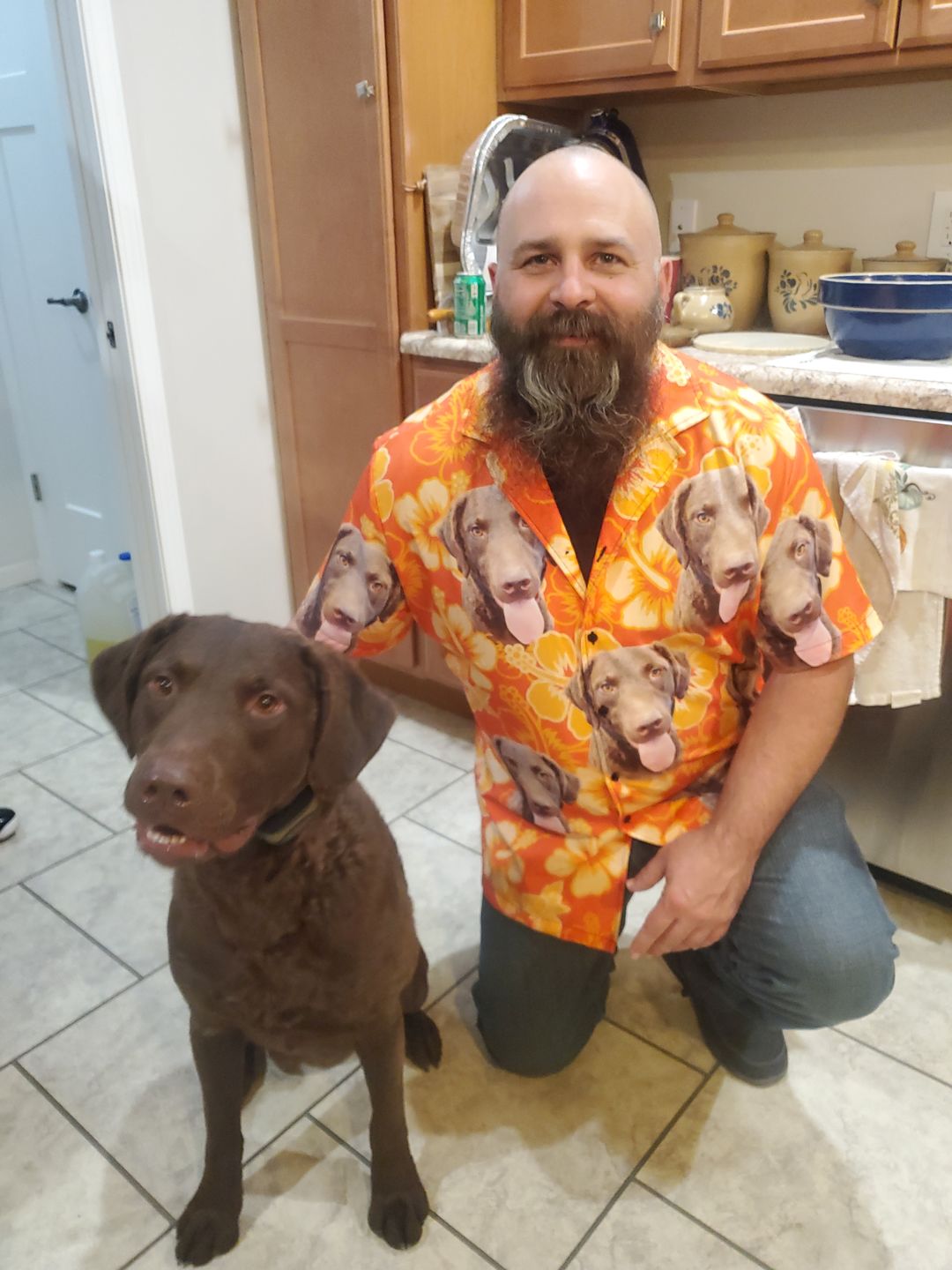 Custom Hawaiian Shirt For Dog Lovers | Personalized Puppy Lovers Gift | Flowers Pattern Neon-Orange Color Aloha Shirt