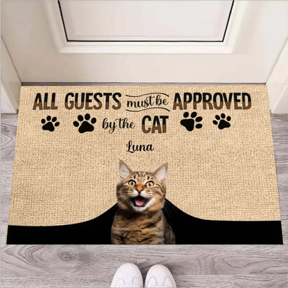 All Guest Must Be Approved By The Cat Custom Photo Doormat