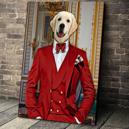 The Red Suit Custom Pet Portrait Canvas - Noble Pawtrait