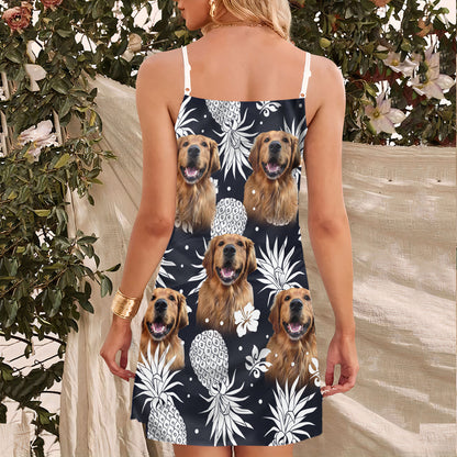 Robe camisole personnalisée à motif d'ananas, cadeau personnalisé pour maman de chien (couleur marine foncé)