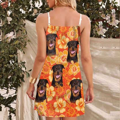 Robe camisole à motif de fleurs personnalisées, cadeau personnalisé pour maman de chien (couleur orange fluo)