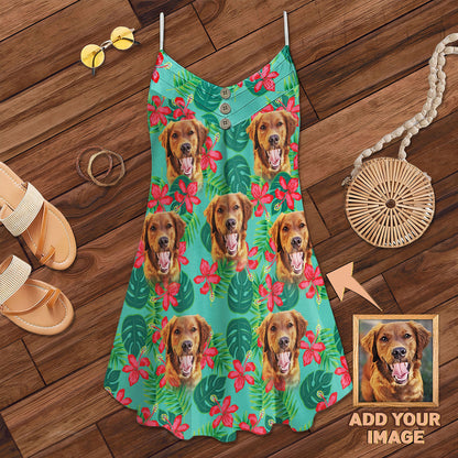 Robe camisole personnalisée à motif de feuilles et de fleurs, cadeau personnalisé pour maman de chien (couleur menthe)