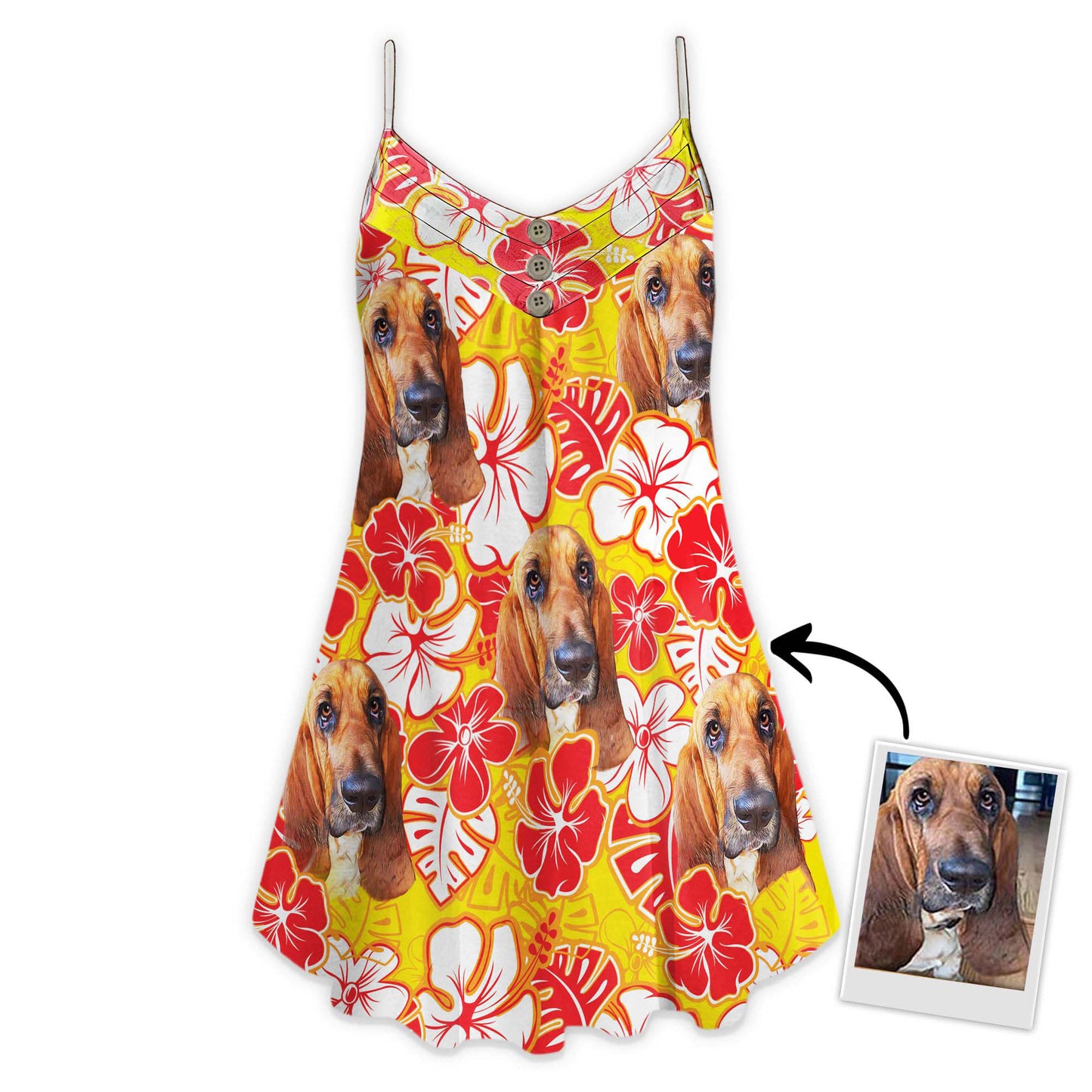 Robe camisole personnalisée à motif de feuilles et de fleurs, cadeau personnalisé pour maman de chien (couleur jaune)