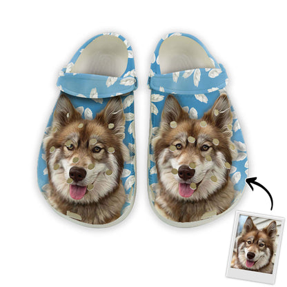 Custom Clogs With Pet Face | Personalized Gift For Pet Lovers | Angel Wing Photo