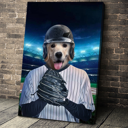 The Baseball Player Custom Pet Portrait - Noble Pawtrait