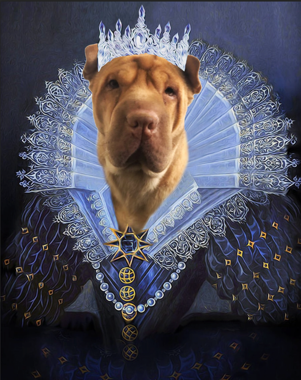 Her Majesty Custom Pet Portrait Canvas - Noble Pawtrait