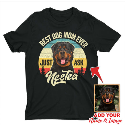 T-shirt personnalisé avec visage d’animal de compagnie | Cadeau personnalisé pour les amoureux des chiens et des chats | Meilleure maman de tous les temps T-shirt unisexe