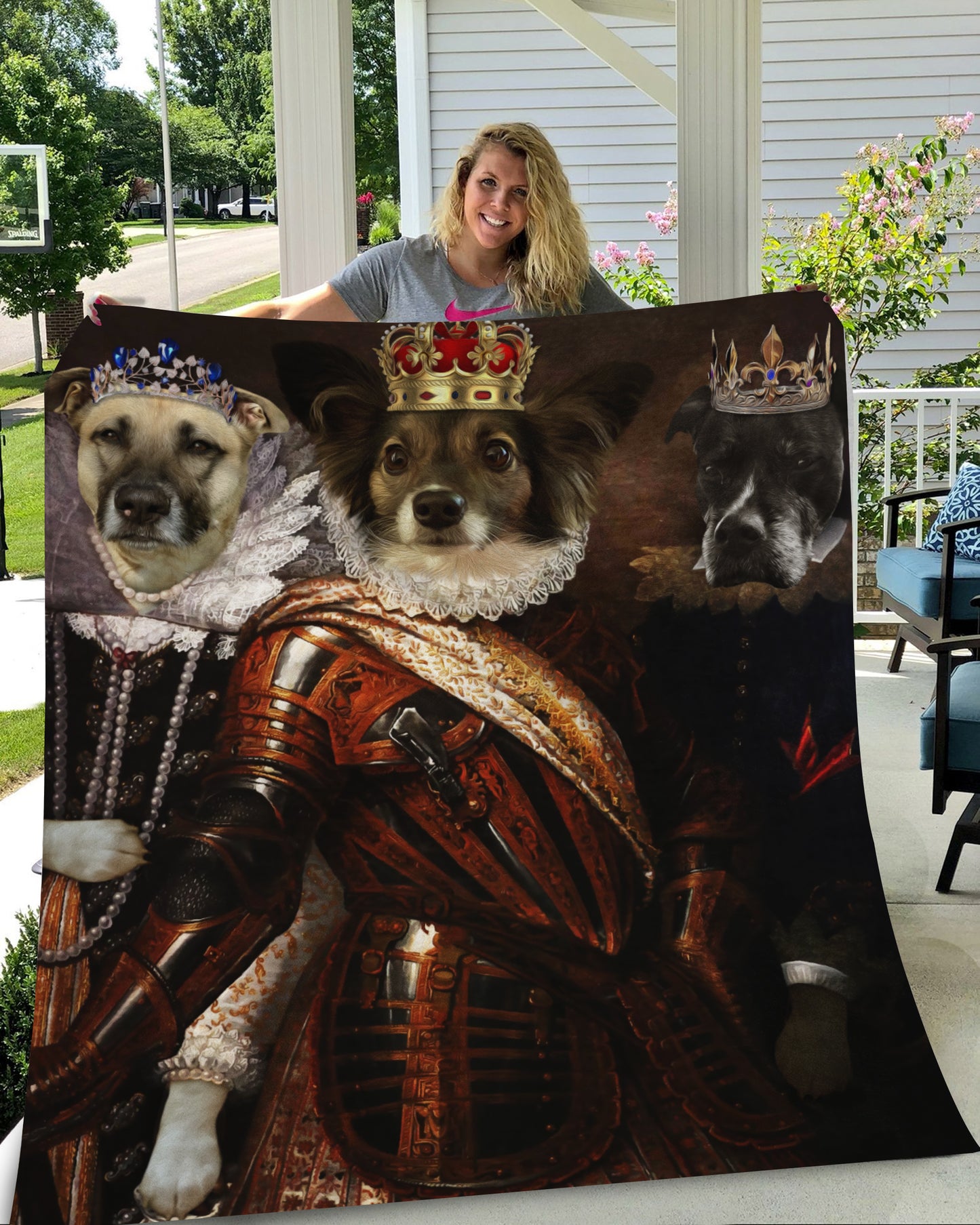 The Trio Custom Pet Blanket - Noble Pawtrait