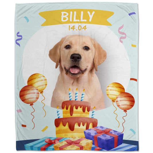 Birthday Paw Custom Pet Fleece Blanket - Noble Pawtrait