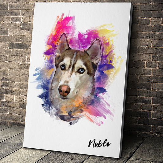 Watercolor Portrait Custom Pet Portrait Canvas - Noble Pawtrait