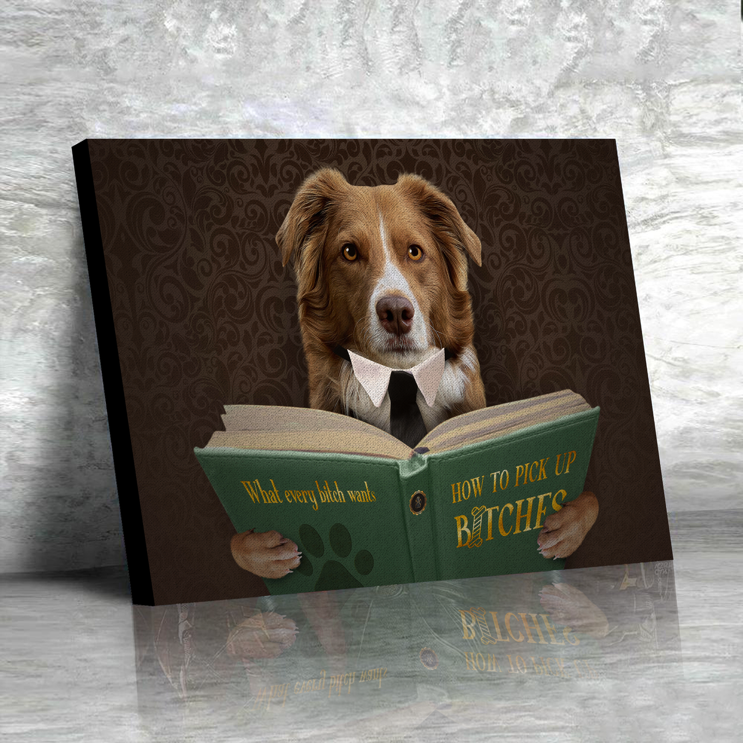 The Book Reader Custom Pet Portrait Canvas - Noble Pawtrait