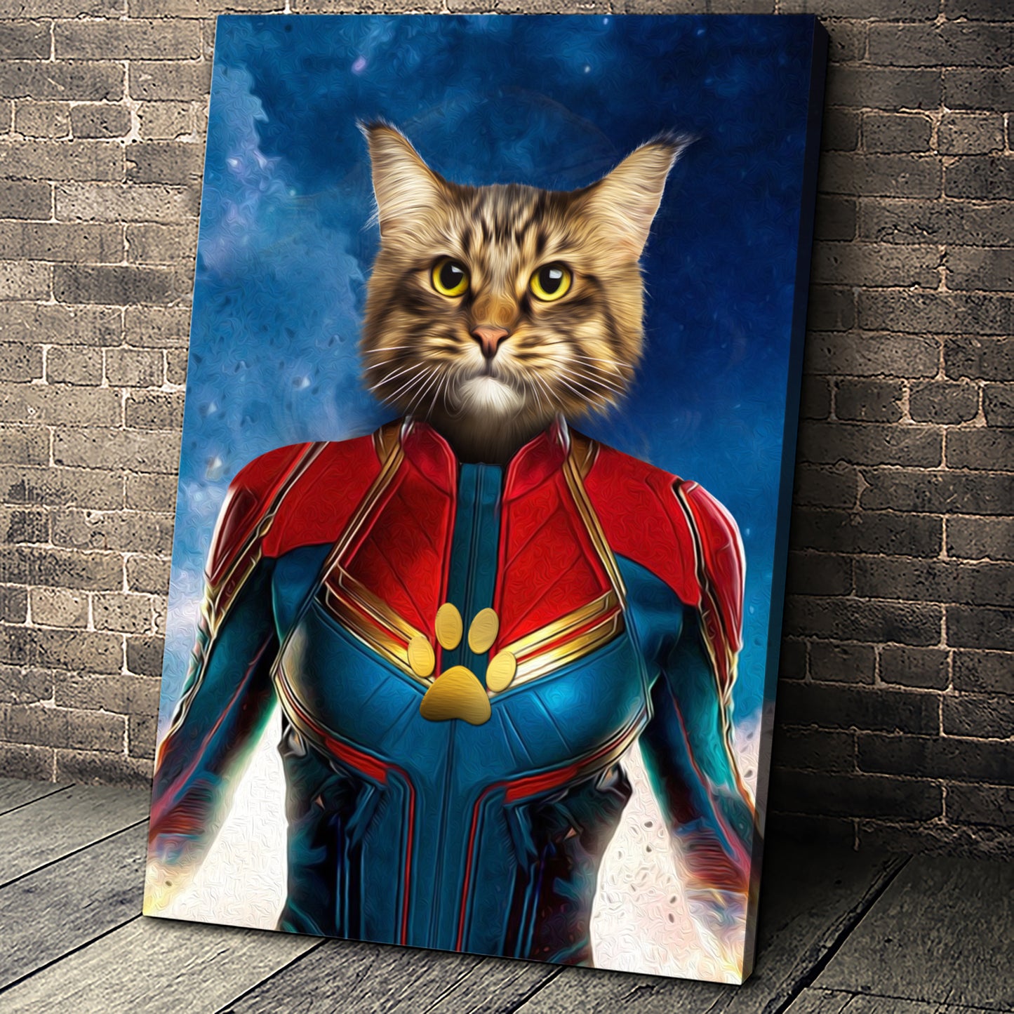 The Wonder Captain Paw Custom Pet Portrait Canvas - Noble Pawtrait