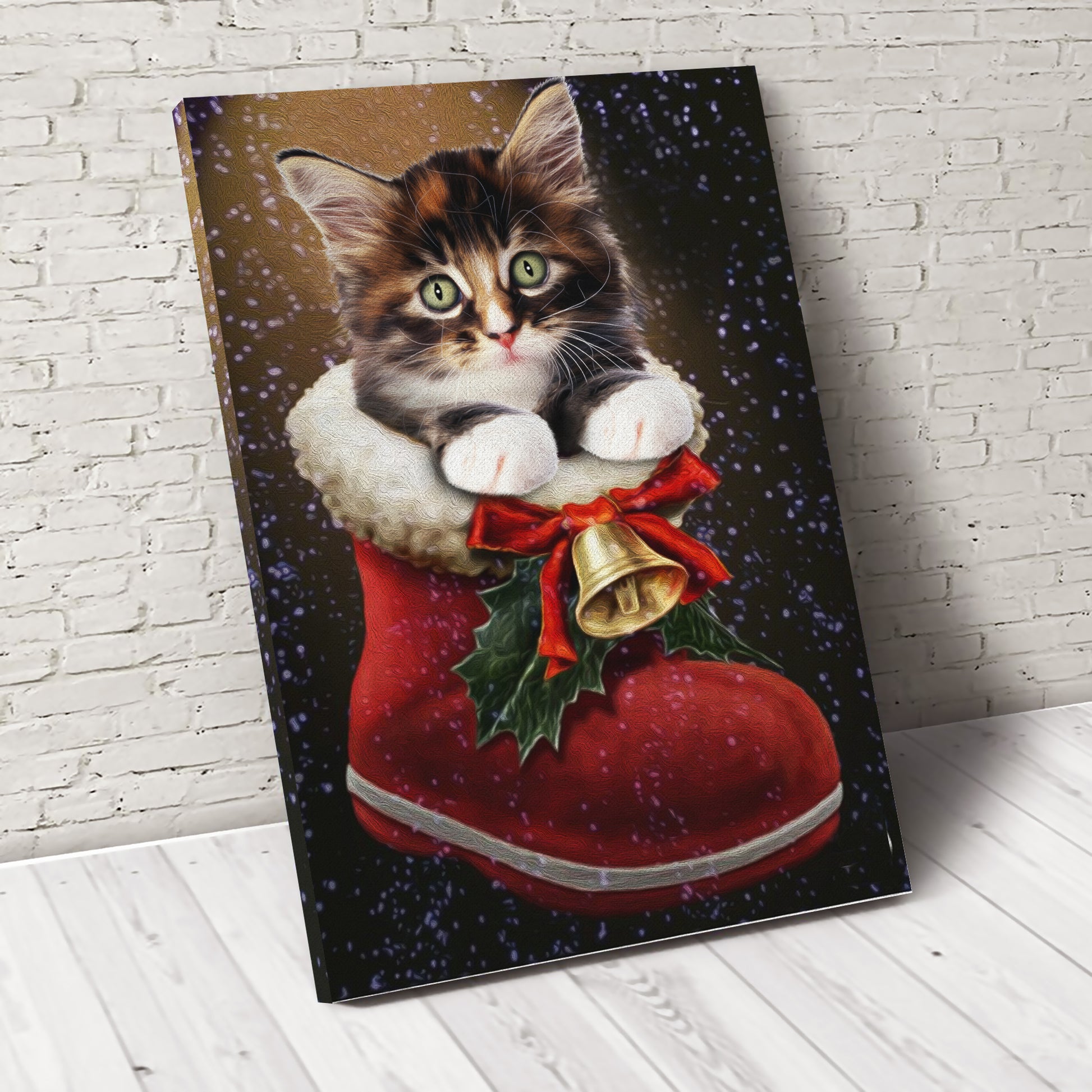 The Christmas Sock Custom Pet Portrait - Noble Pawtrait