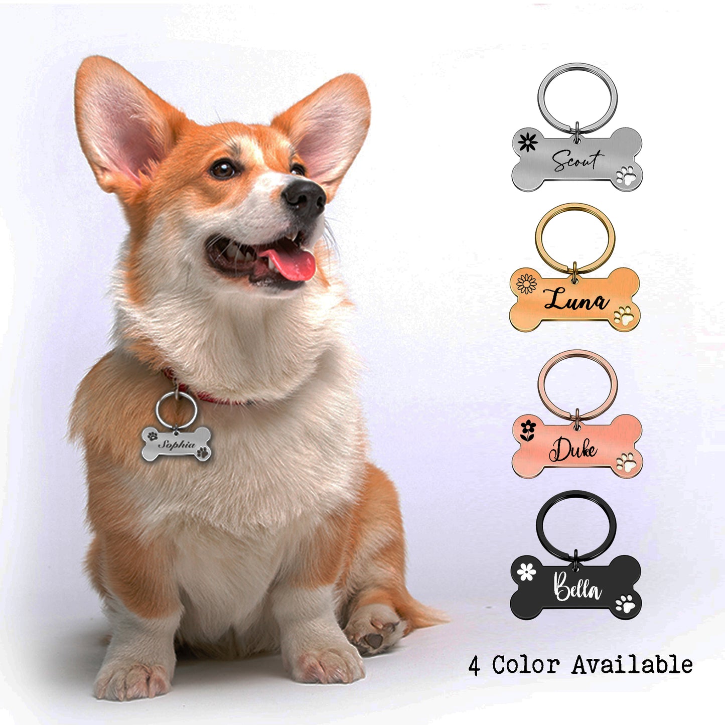 Personalized Bone Dog Tag Engraved Pet ID