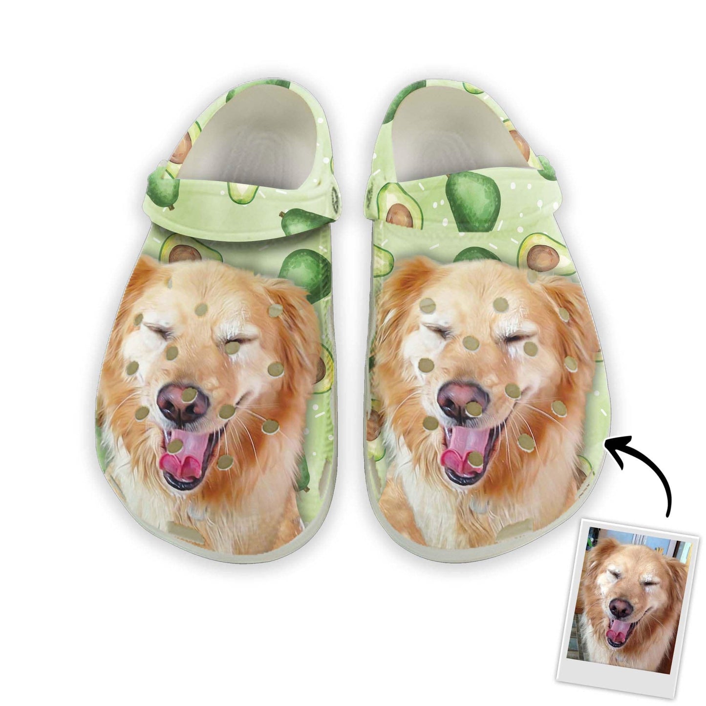 Custom Clogs With Pet Face | Personalized Gift For Pet Lovers | Avocado Photo