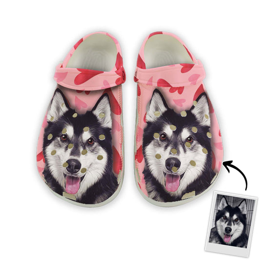 Custom Clogs With Pet Face | Personalized Gift For Pet Lovers | Heart Photo