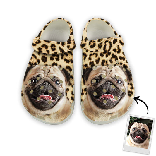 Custom Clogs With Pet Face | Personalized Gift For Pet Lovers | Leopard Photo