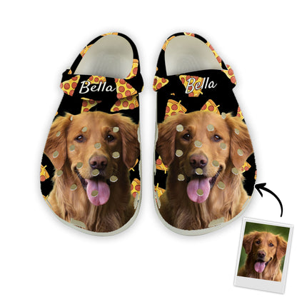 Custom Clogs With Pet Face | Personalized Gift For Pet Lovers | Pizza Pattern Photo