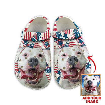 Custom Clogs With Pet Face | Personalized Gift For Pet Lovers | Red & Blue Photo