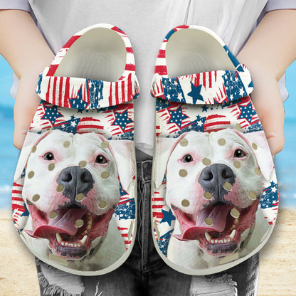 Custom Clogs With Pet Face | Personalized Gift For Pet Lovers | Red & Blue Photo