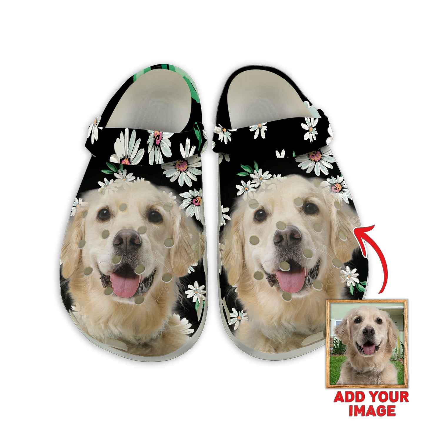 Custom Clogs With Pet Face | Personalized Gift For Pet Lovers | Daisy Photo