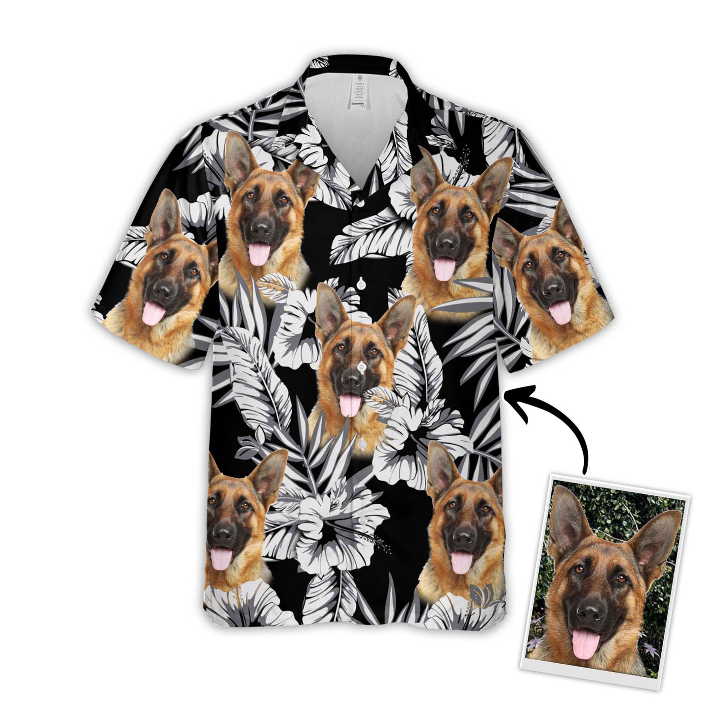 Custom Hawaiian Shirt For Cat Lovers | Personalized Kitty Lovers Gift | Flowers Pattern Black Color Aloha Shirt
