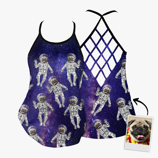 Custom Galaxy Pattern Criss Cross Tank Top