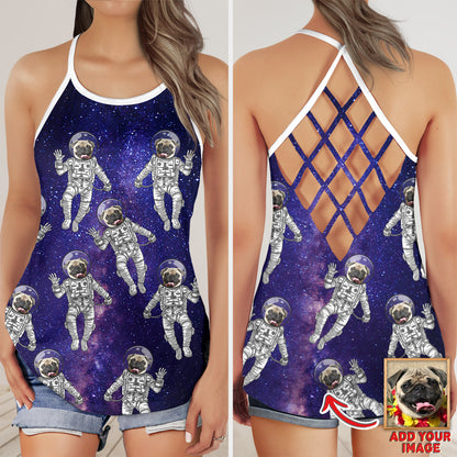 Custom Galaxy Pattern Criss Cross Tank Top