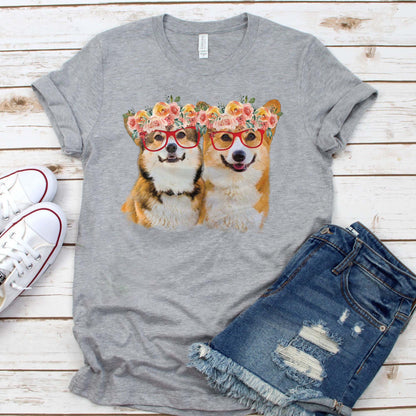 Custom T Shirt With Pet Face | Personalized Gift For Dog & Cat Lovers | Watercolor Floral Pet Apparel Unisex T Shirt