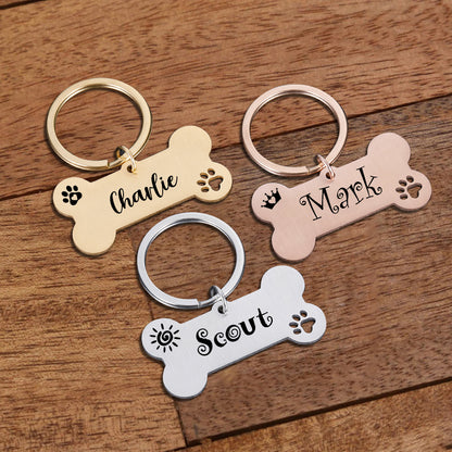 Personalized Bone Dog Tag Engraved Pet ID