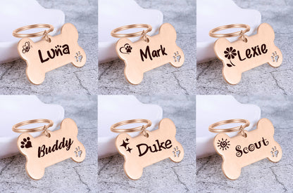 Personalized Bone Dog Tag Engraved Pet ID