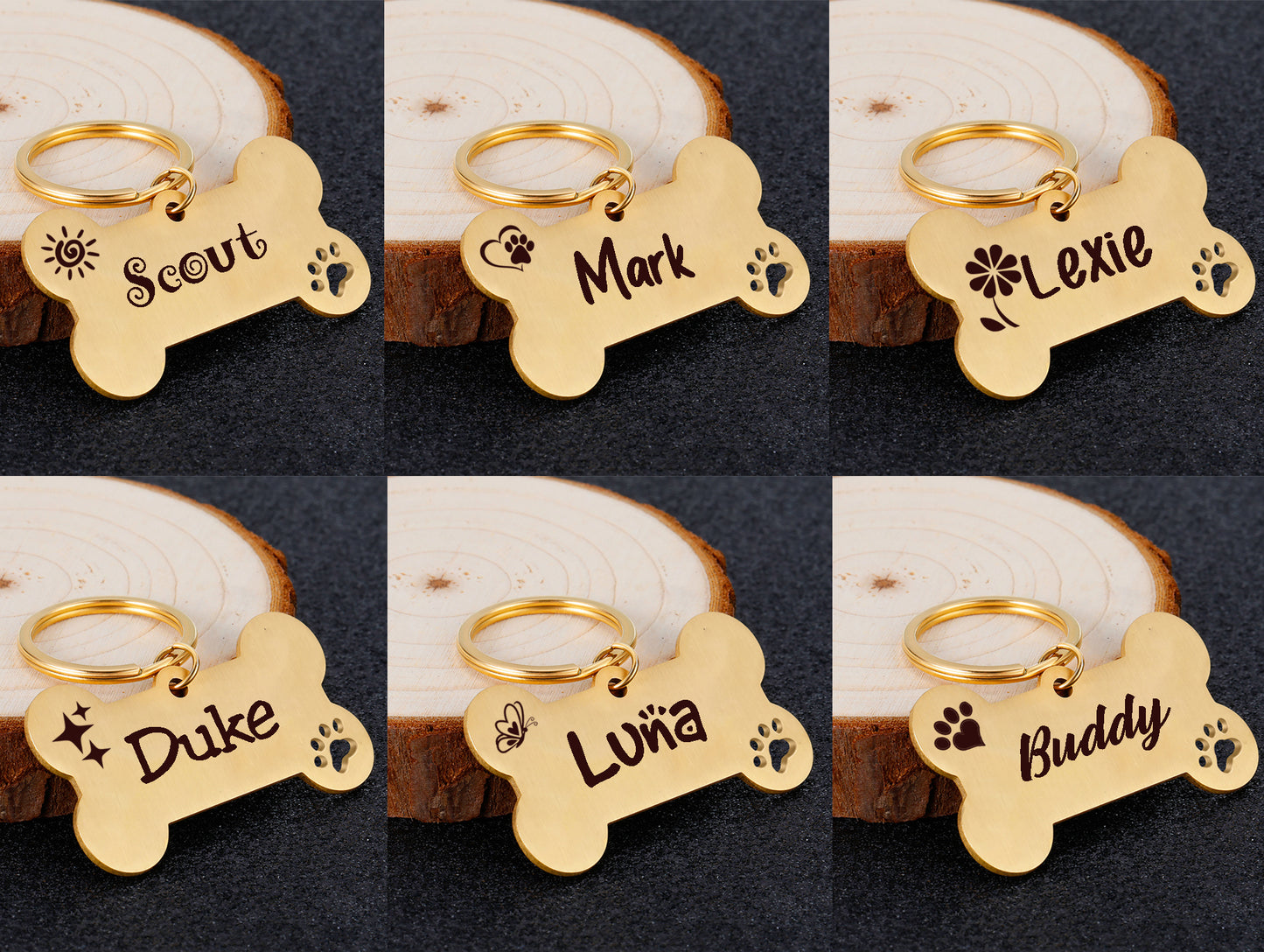 Personalized Bone Dog Tag Engraved Pet ID