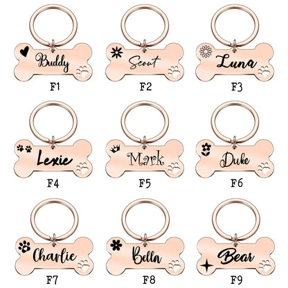 Personalized Bone Dog Tag Engraved Pet ID