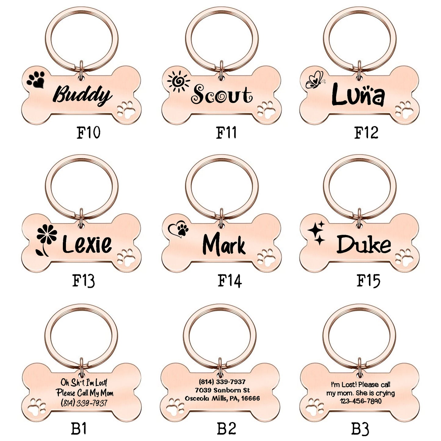 Personalized Bone Dog Tag Engraved Pet ID