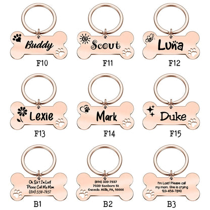Personalized Bone Dog Tag Engraved Pet ID