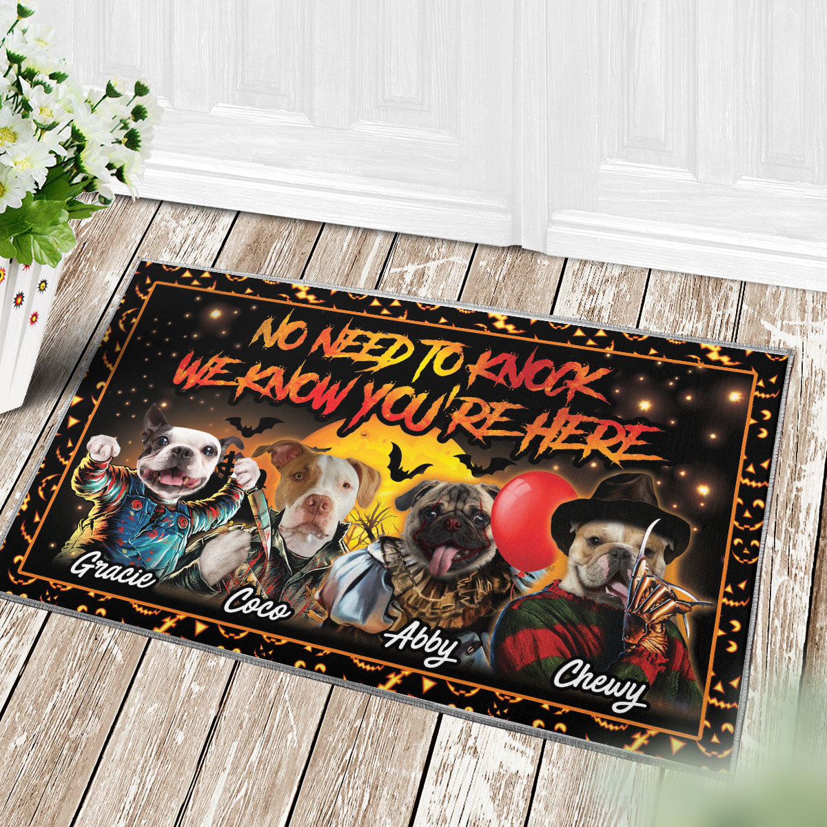 No Need To Knock Custom 4 Pets Doormat - Noble Pawtrait