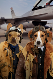 The Duo Pilots Custom Pet Portrait Canvas - Noble Pawtrait