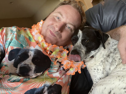Custom Hawaiian Shirt For Dog Lovers | Personalized Puppy Lovers Gift | Leaves & Flowers Pattern Carrot Color Aloha Shirt