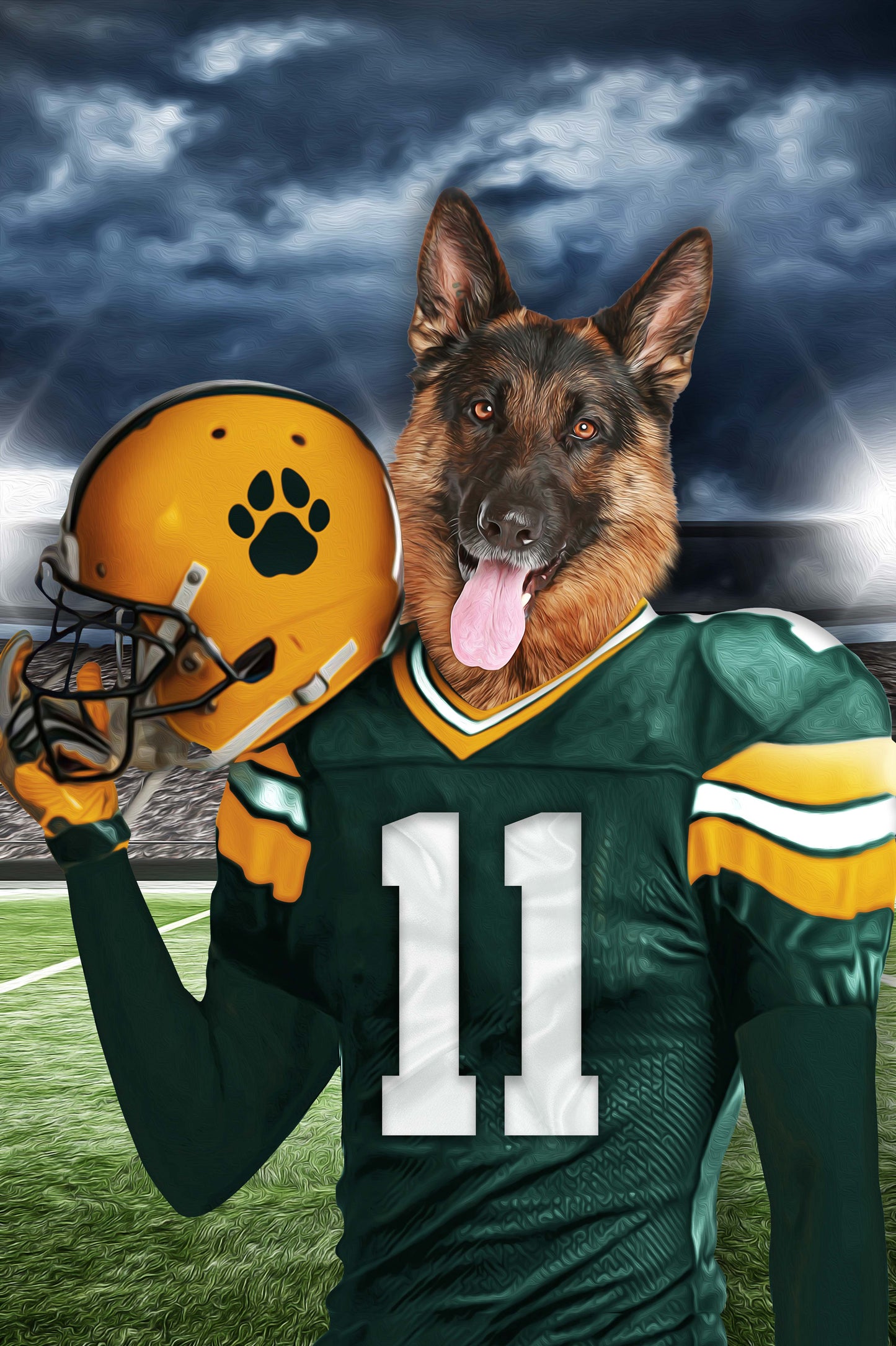 The Green Bay Fan Custom Digital Download Pet Portrait - Noble Pawtrait