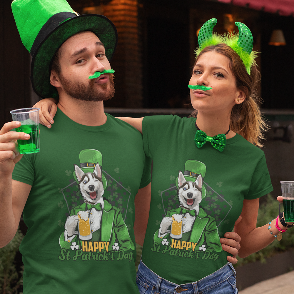 Happy St Patrick's Day Custom Pet Unisex T-shirt - Noble Pawtrait