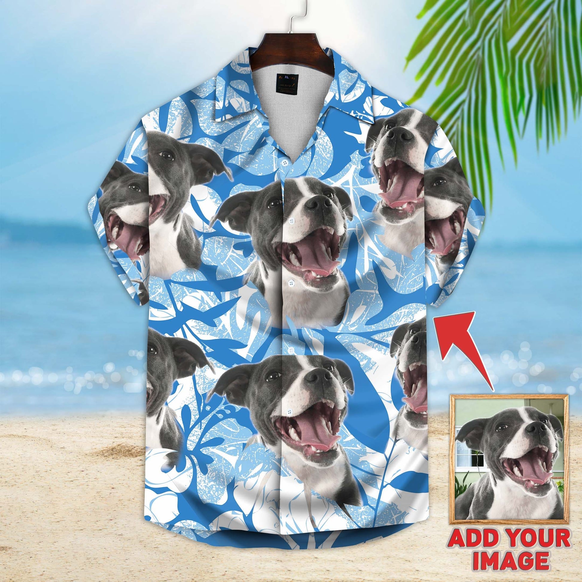 Custom Leaves & Flowers Pattern Short-Sleeve Hawaiian Shirt (Blue Color) - Noble Pawtrait