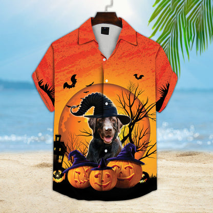 Custom Hawaiian Shirt With Pet Face | Personalized Gift For Pet Lovers | Happy Halloween Pumpkin The Witch Aloha Shirt