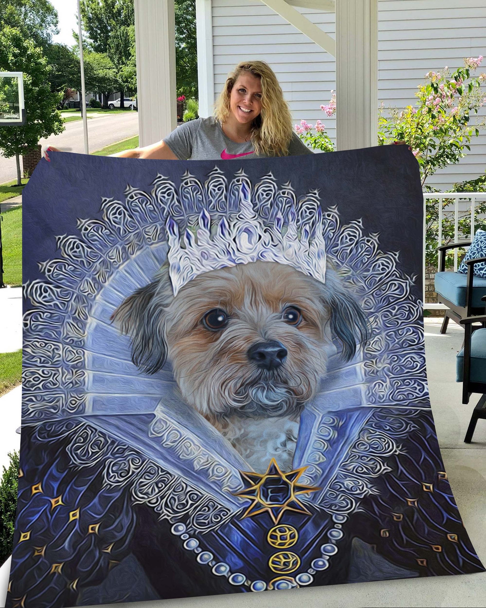 Her Majesty Custom Pet Blanket - Noble Pawtrait